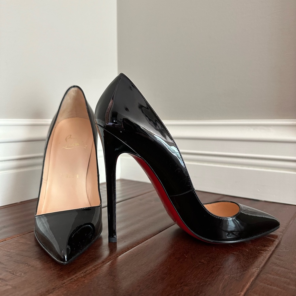 Christian Louboutin Black Patent Leather 120mm Heels NEW- Never Worn
